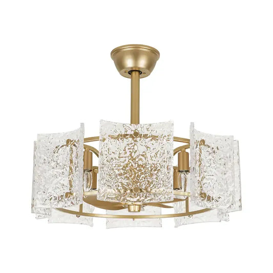 Luxury Glass Ceiling Fan Chandelier | Reversible Gold Fandolier