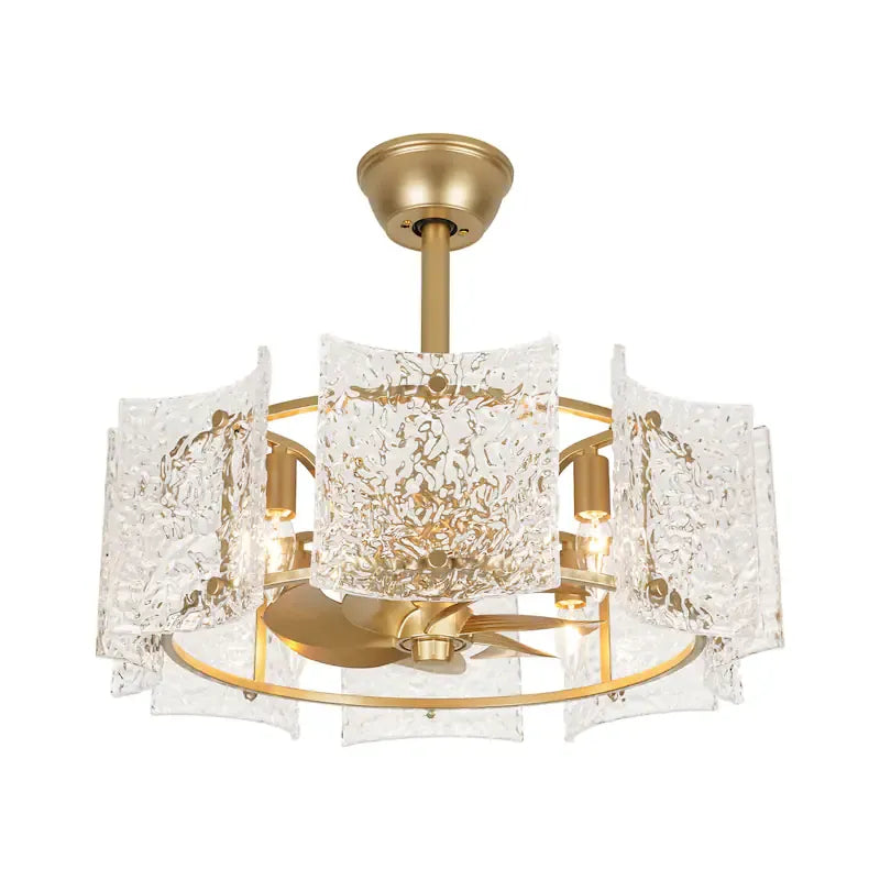 Luxury Glass Ceiling Fan Chandelier | Reversible Gold Fandolier