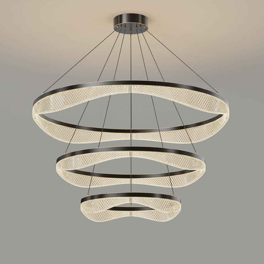 Three Tier Ring Chandelier with Acrylic LED Shades for Foyer(副本)