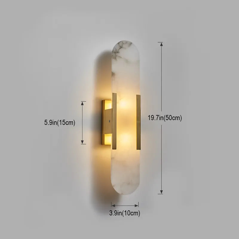 Brass Alabaster Wall Sconce | Luxury Linear Stone Vanity Light Fixture