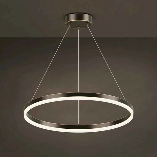 Modern LED Ring Chandelier for Dining Room | Dimmable Copper Halo Pendant Light | Hushwing