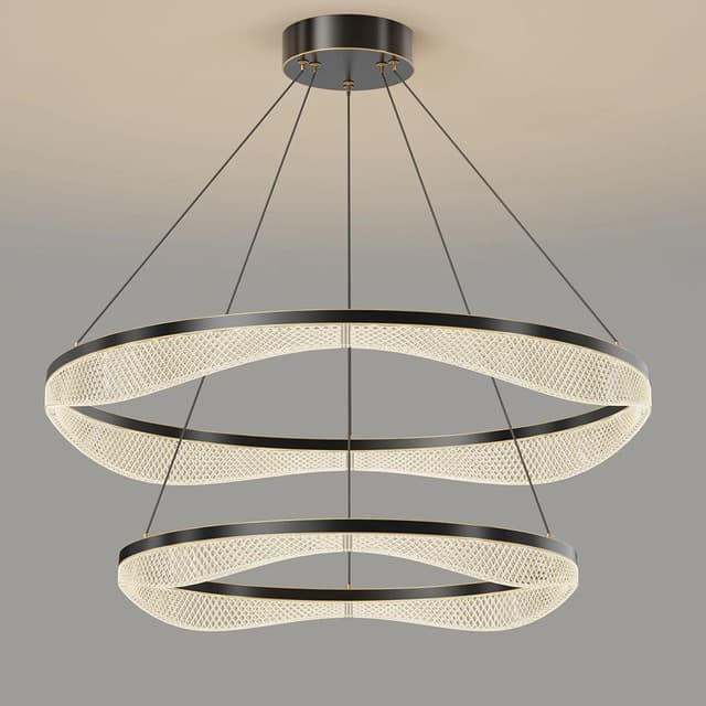 Two Tier Ring Chandelier with Acrylic LED Diffuser for Dining
