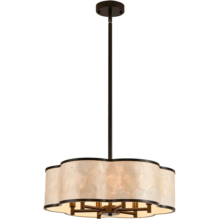 19.7"Black Floral Capiz Shell chandelier For Kitchen Islands