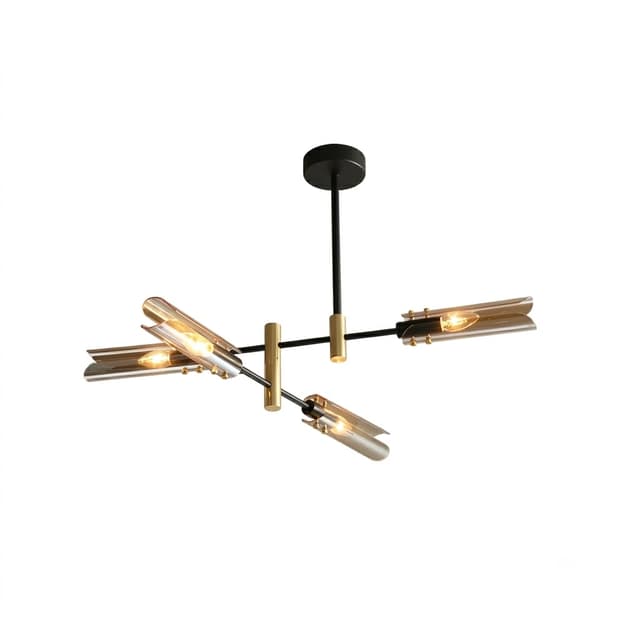 Modern Glass Branch Chandelier | Smoke Gray & Amber
