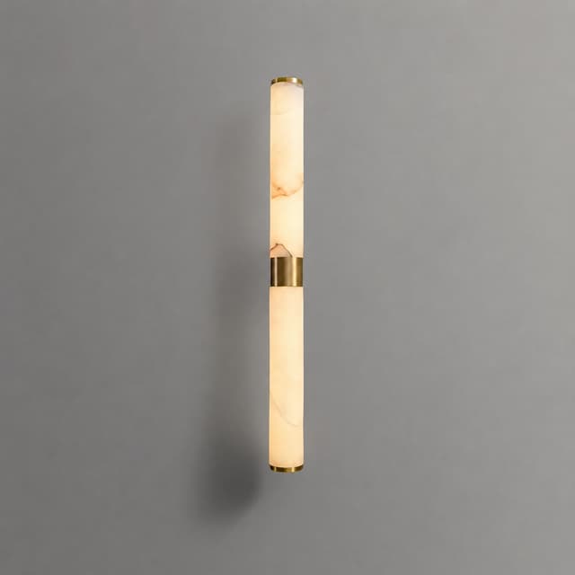 Natural Alabaster Wall Sconce, Brass Linear Integrated Light