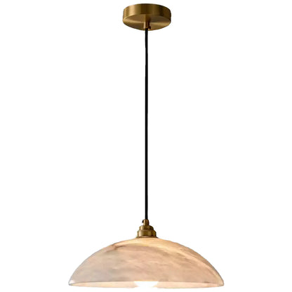 Natural Alabaster Pendant Light | Modern Brass Stone Lamp