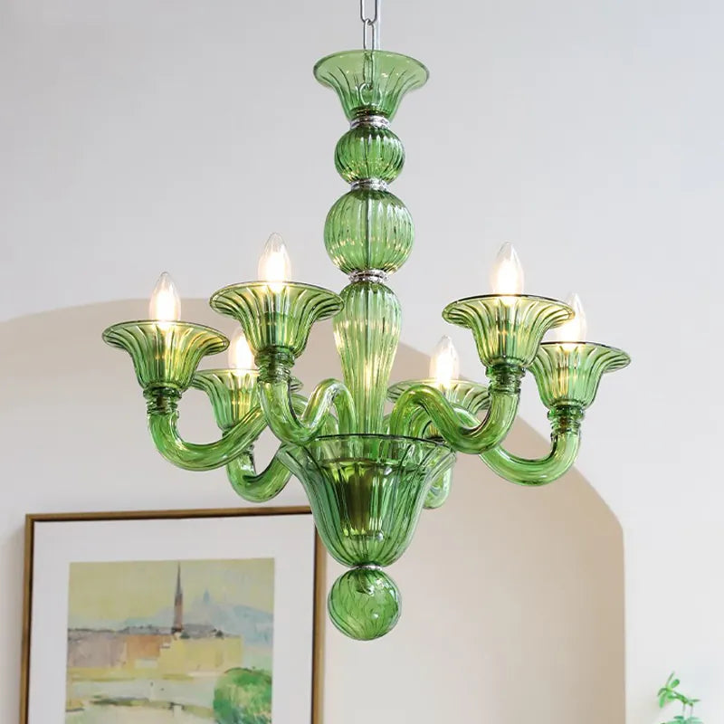 Murano Style Glass Chandelier | Italian Retro Vintage Lighting