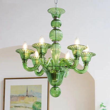Murano Style Glass Chandelier | Italian Retro Vintage Lighting