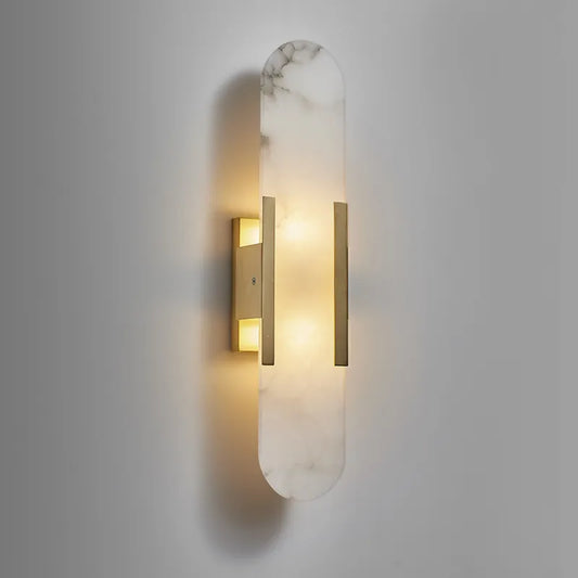 Brass Alabaster Wall Sconce | Luxury Linear Stone Vanity Light Fixture