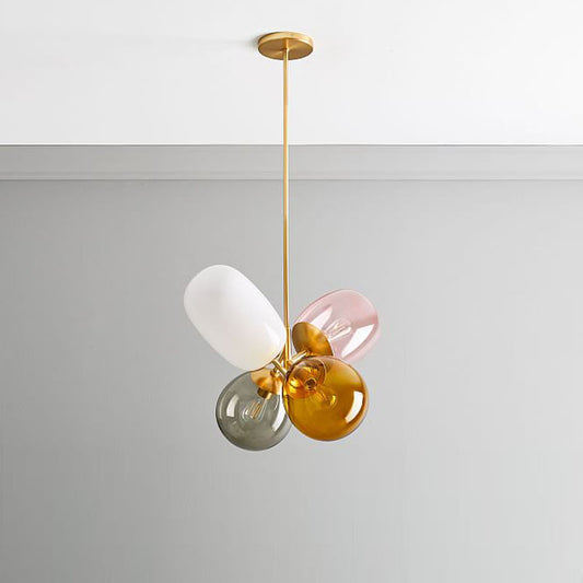 Multi Colored Glass Globe Chandelier | Modern Gold Bubble Light