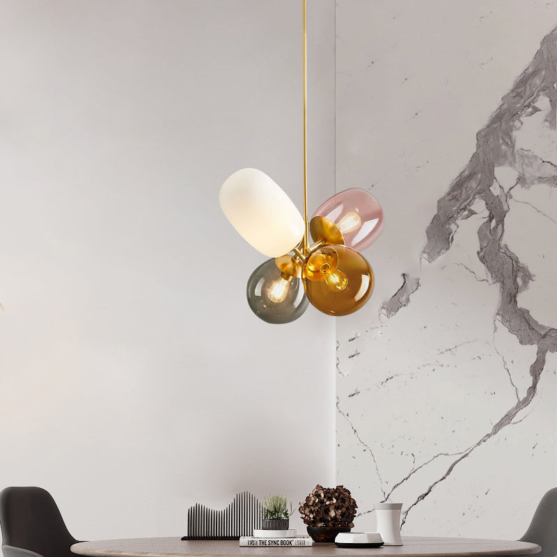 Multi Colored Glass Globe Chandelier | Modern Gold Bubble Light