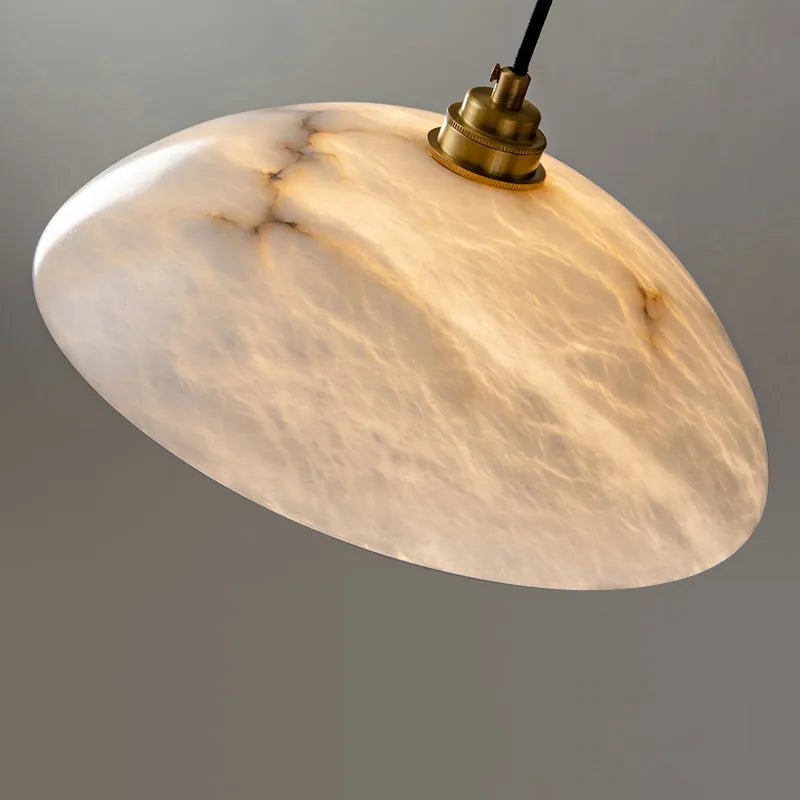 Natural Alabaster Pendant Light | Modern Brass Stone Lamp