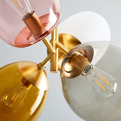 Multi Colored Glass Globe Chandelier | Modern Gold Bubble Light