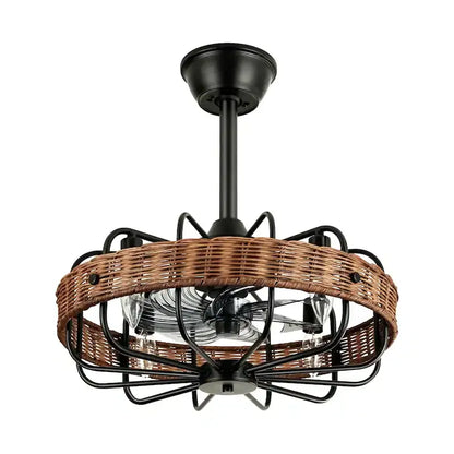 Rattan Ceiling Fan Chandelier | Boho Vintage Cage Fandolier
