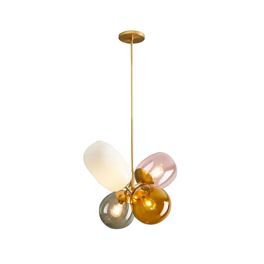 Multi Colored Glass Globe Chandelier | Modern Gold Bubble Light
