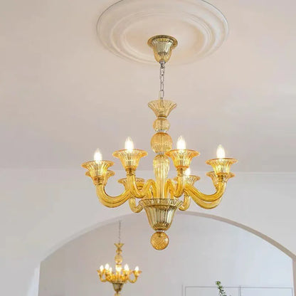 Murano Style Glass Chandelier | Italian Retro Vintage Lighting