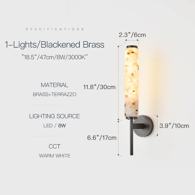 Modern Brass & Terrazzo Wall Sconce | E12 Single/Double Head Lighting