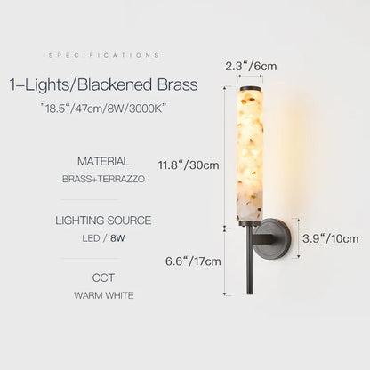 Modern Brass & Terrazzo Wall Sconce | E12 Single/Double Head Lighting
