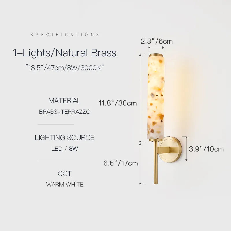 Modern Brass & Terrazzo Wall Sconce | E12 Single/Double Head Lighting