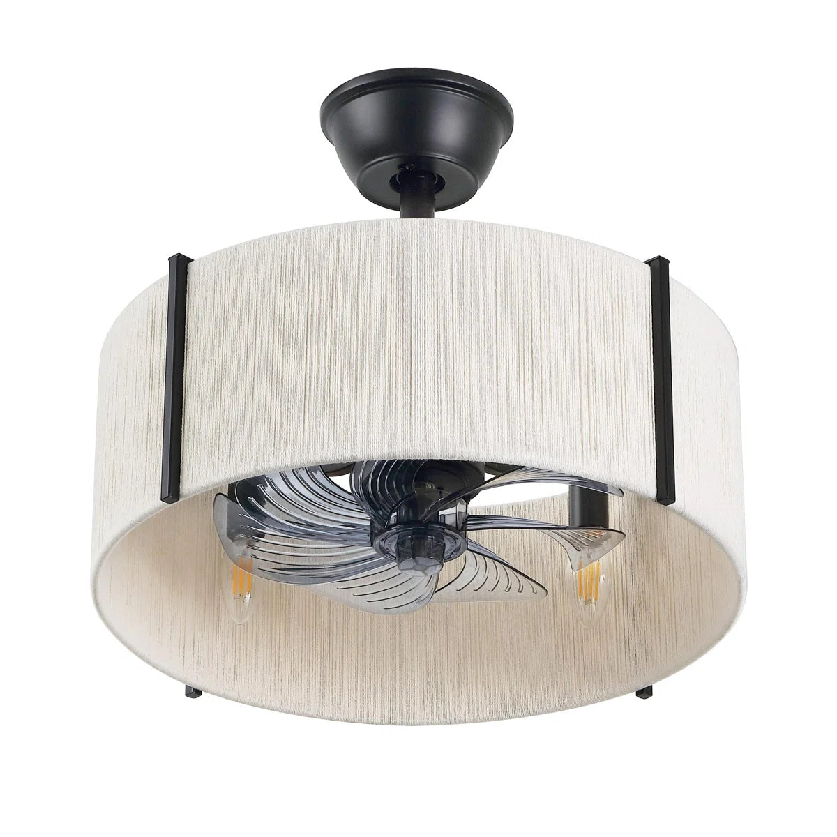 Black Farmhouse Fandelier with Light | Modern Black Ceiling Fan