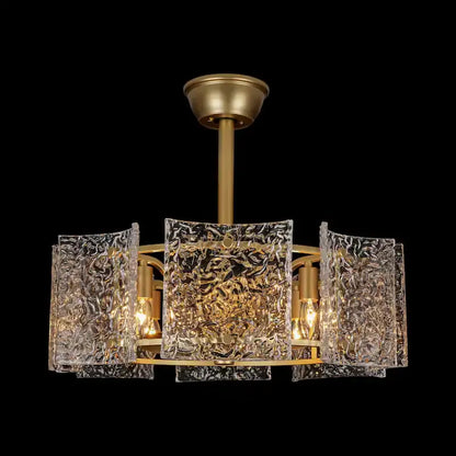 Luxury Glass Ceiling Fan Chandelier | Reversible Gold Fandolier