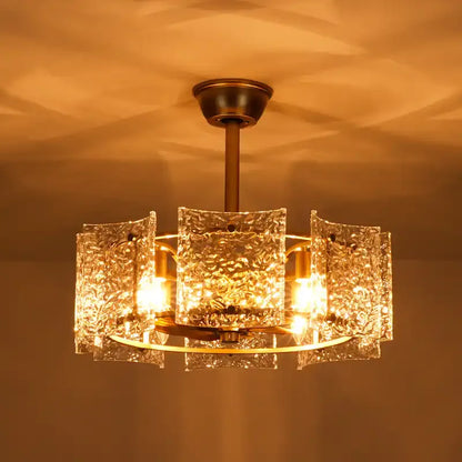 Luxury Glass Ceiling Fan Chandelier | Reversible Gold Fandolier