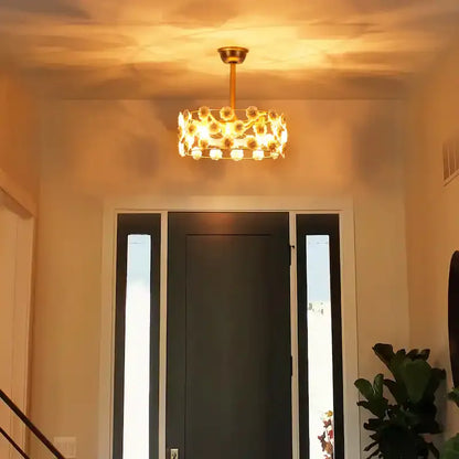 Hushwing 20" Floral Ceramic Fandelier - Gold Ceiling Fan Light