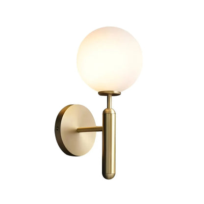 Brass Globe Wall Sconce | Modern Brass Milk Glass Vanity Light