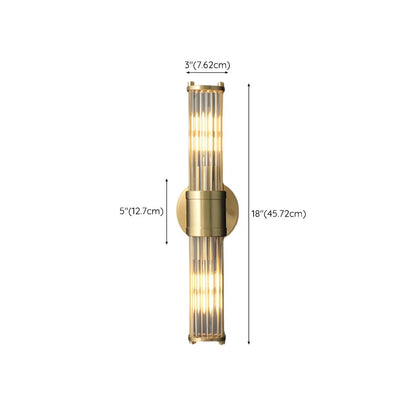 Brass Ribbed Glass Wall Sconce | Modern Fluted Vanity Light Fixture