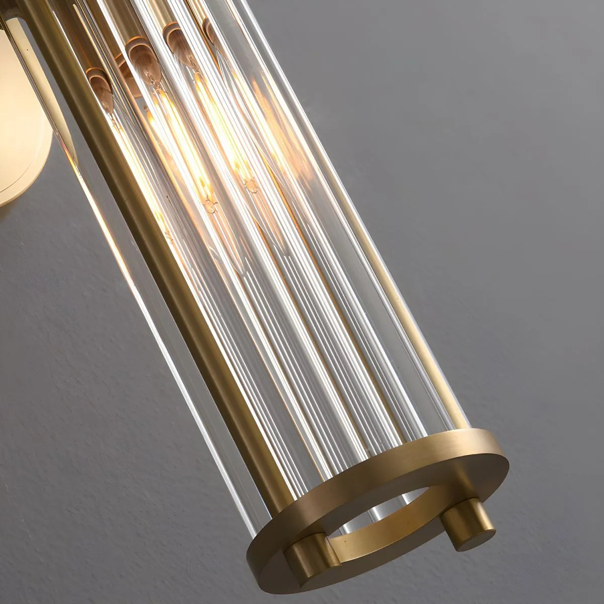 Brass Ribbed Glass Wall Sconce | Modern Fluted Vanity Light Fixture