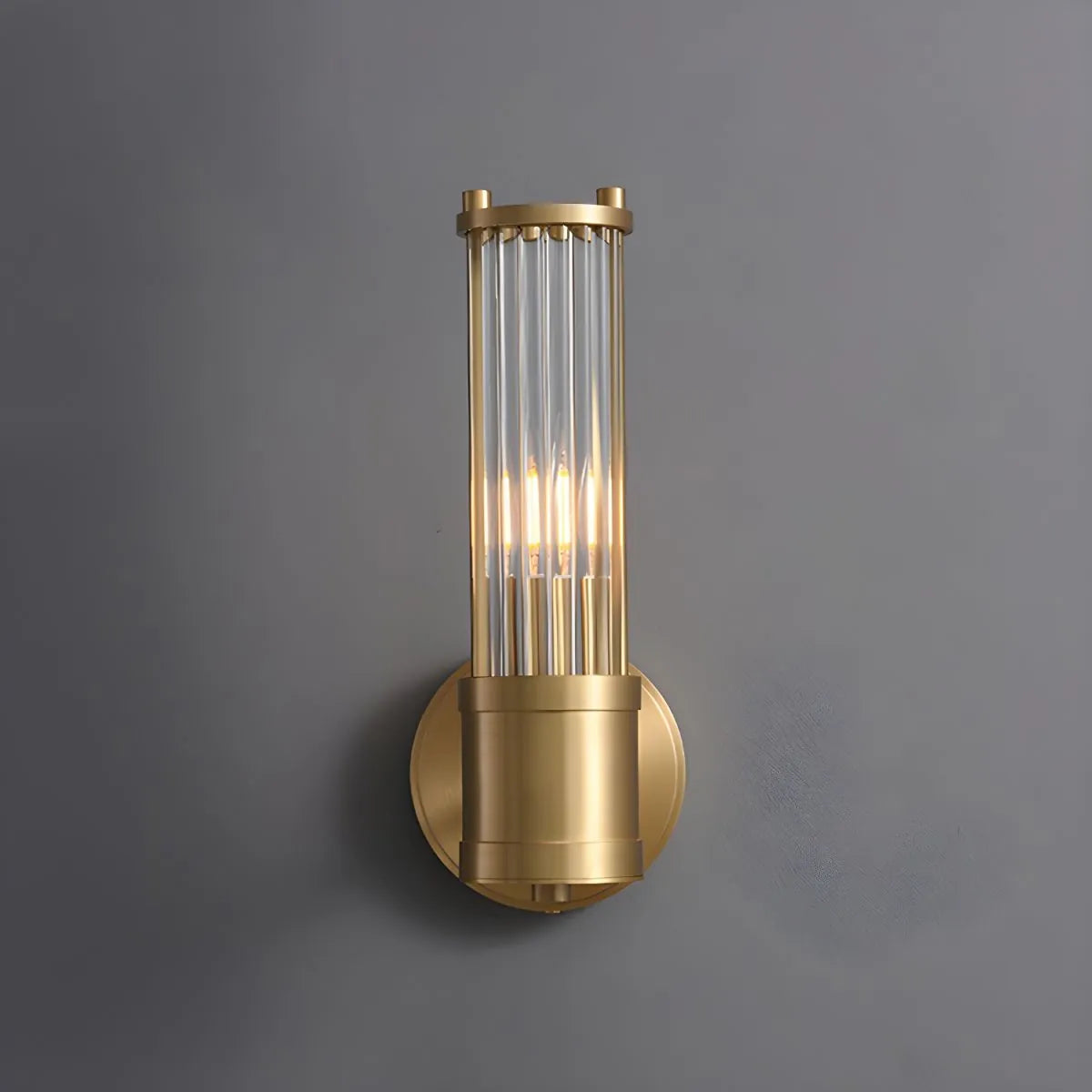 Brass Ribbed Glass Wall Sconce | Modern Fluted Vanity Light Fixture
