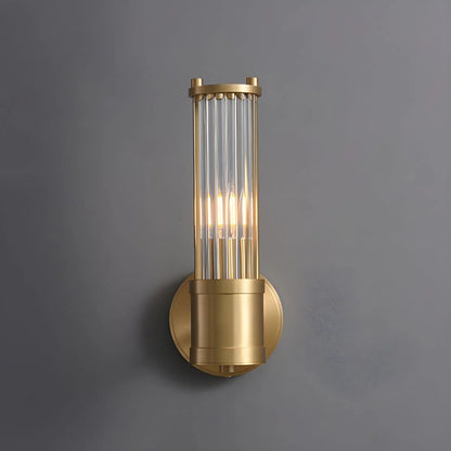 Brass Ribbed Glass Wall Sconce | Modern Fluted Vanity Light Fixture