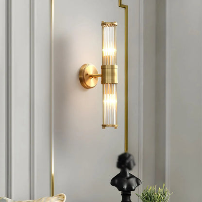 Brass Ribbed Glass Wall Sconce | Modern Fluted Vanity Light Fixture