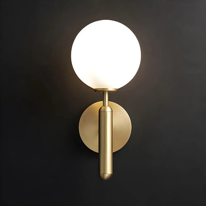 Brass Globe Wall Sconce | Modern Brass Milk Glass Vanity Light