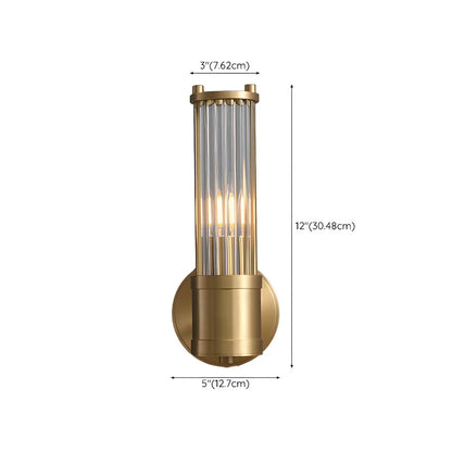 Brass Ribbed Glass Wall Sconce | Modern Fluted Vanity Light Fixture