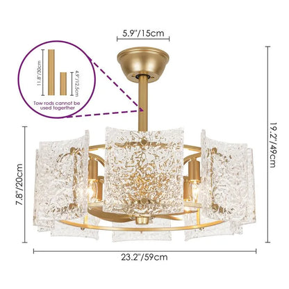 Luxury Glass Ceiling Fan Chandelier | Reversible Gold Fandolier
