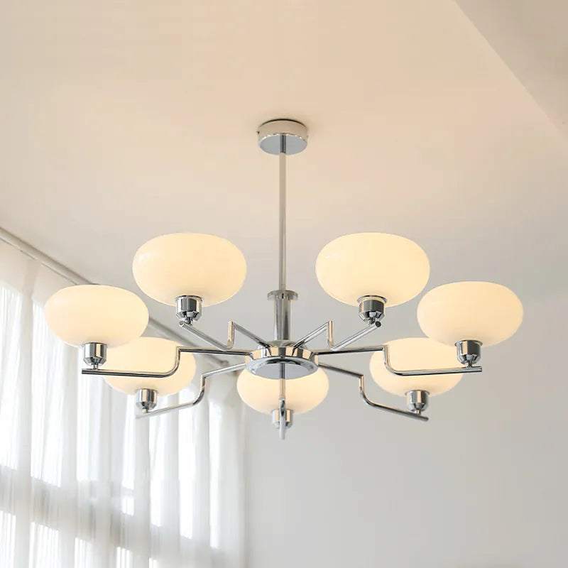 Mid-Century Modern Glass Chandelier - Retro Hanging Light for Dining Room