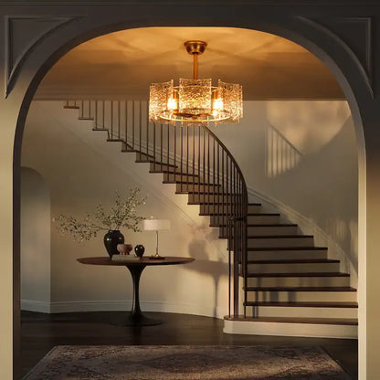 Luxury Glass Ceiling Fan Chandelier | Reversible Gold Fandolier