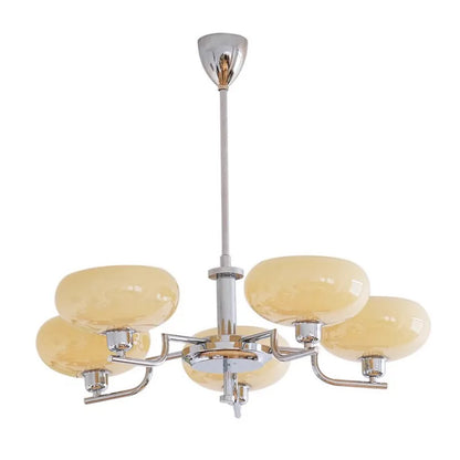 Mid-Century Modern Glass Chandelier - Retro Hanging Light for Dining Room