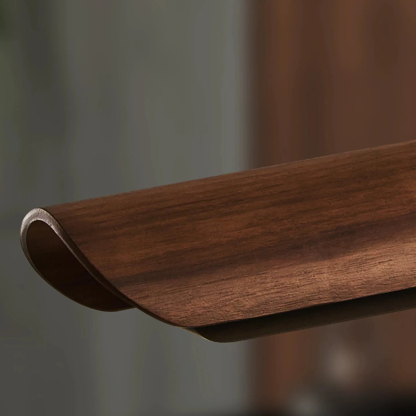 Organic Modern Walnut Linear Pendant Light - Minimalist Black LED Island Chandeliers