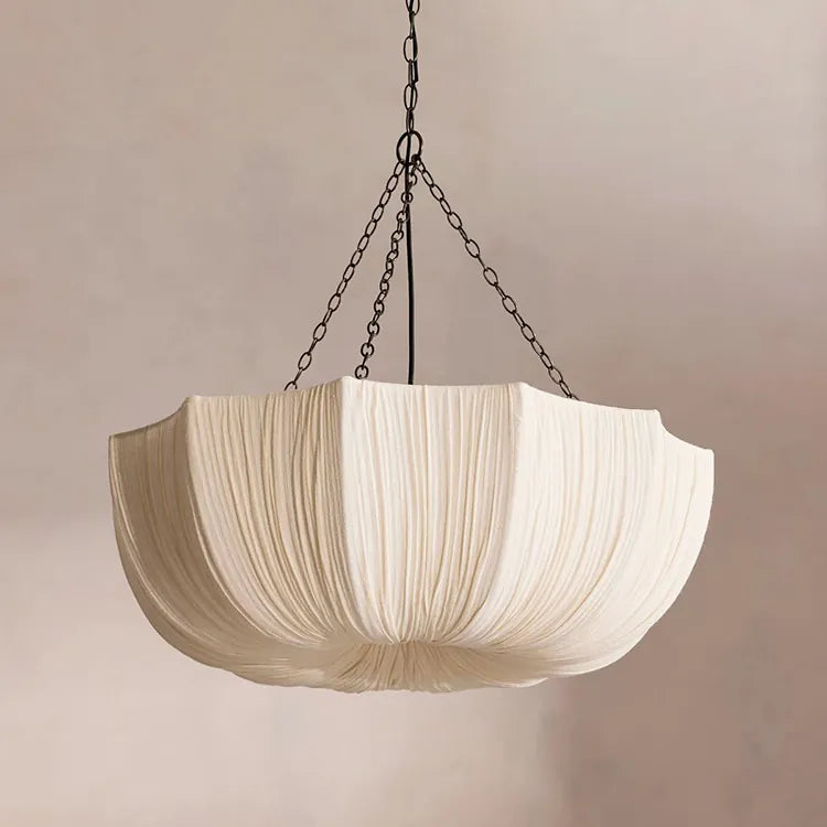 Wabi Sabi Fabric Pendant Light | Japandi Pleated Chandelier
