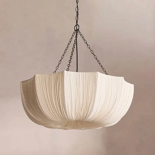 Wabi Sabi Fabric Pendant Light | Japandi Pleated Chandelier