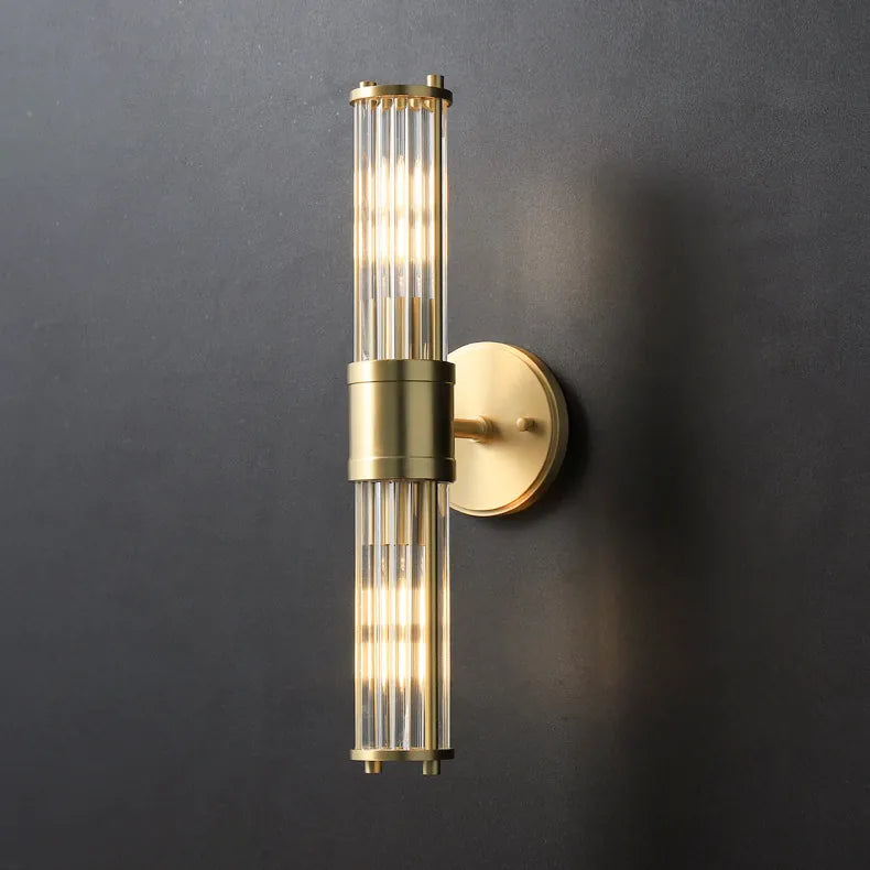 Brass Ribbed Glass Wall Sconce | Modern Fluted Vanity Light Fixture