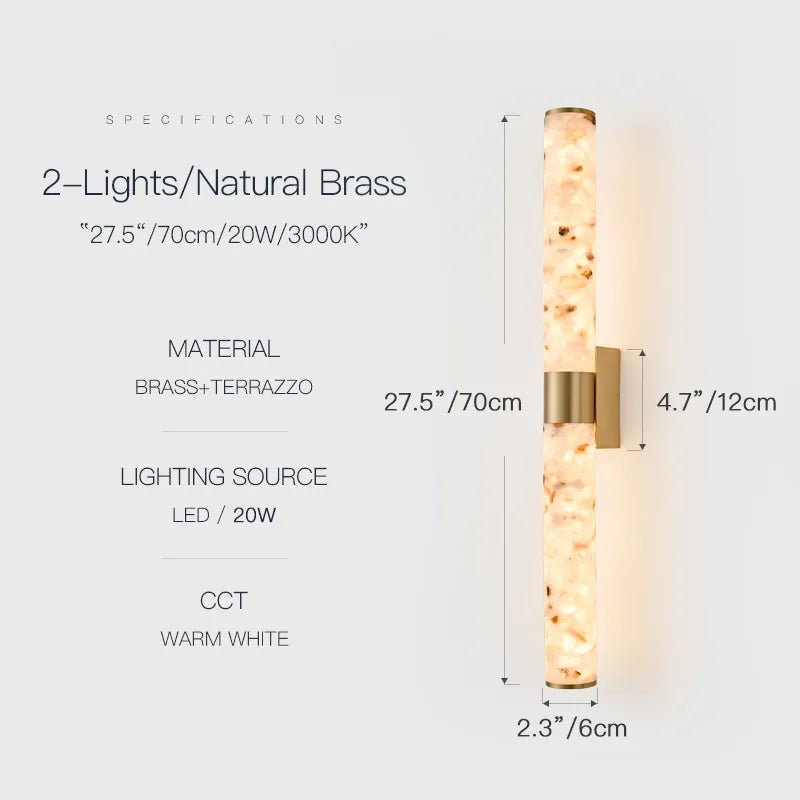 Modern Brass & Terrazzo Wall Sconce | E12 Single/Double Head Lighting