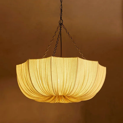 Wabi Sabi Fabric Pendant Light | Japandi Pleated Chandelier