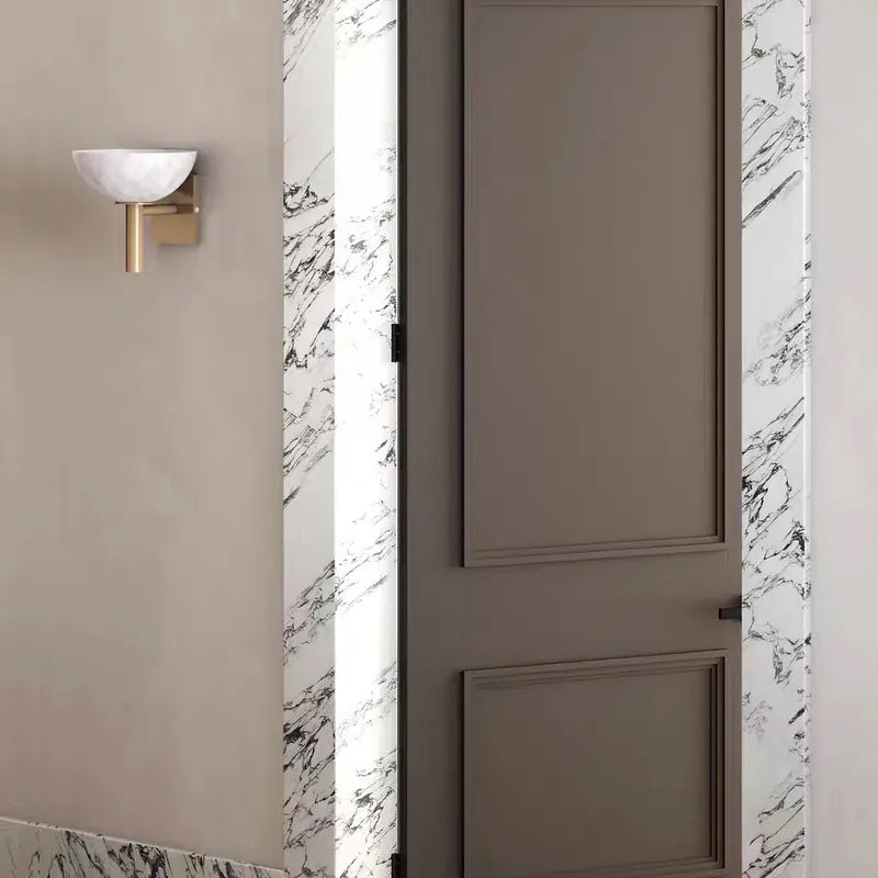 Alabaster Disc Wall Sconce | Modern Natural Stone Eclipse Halo Light