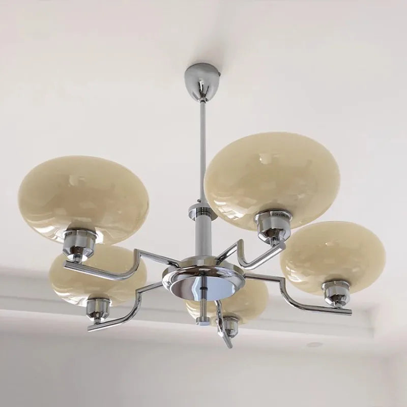 Mid-Century Modern Glass Chandelier - Retro Hanging Light for Dining Room