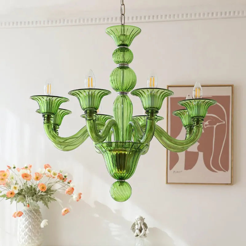 Murano Style Glass Chandelier | Italian Retro Vintage Lighting