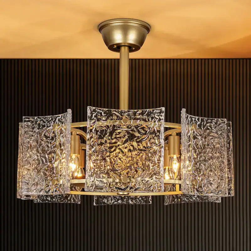 Luxury Glass Ceiling Fan Chandelier | Reversible Gold Fandolier