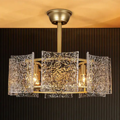 Luxury Glass Ceiling Fan Chandelier | Reversible Gold Fandolier